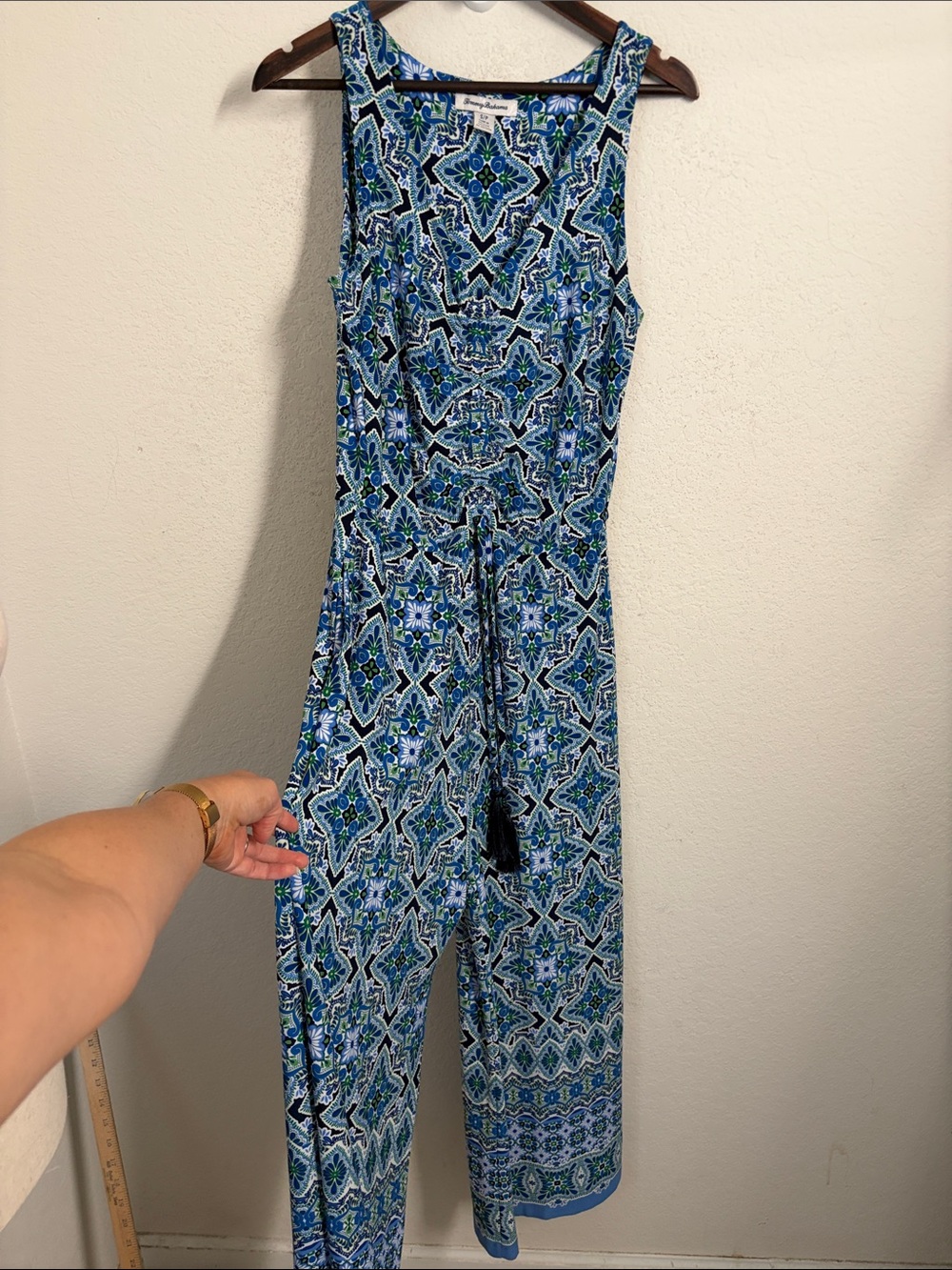 Tommy Bahama Blue Green Medallion Print Wide Leg Jumpsuit Size Small Resort - Picture 2 of 10